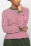 Beaumont Organic Burgundy & Off White Sierra-Sue Stripe Jersey Top 