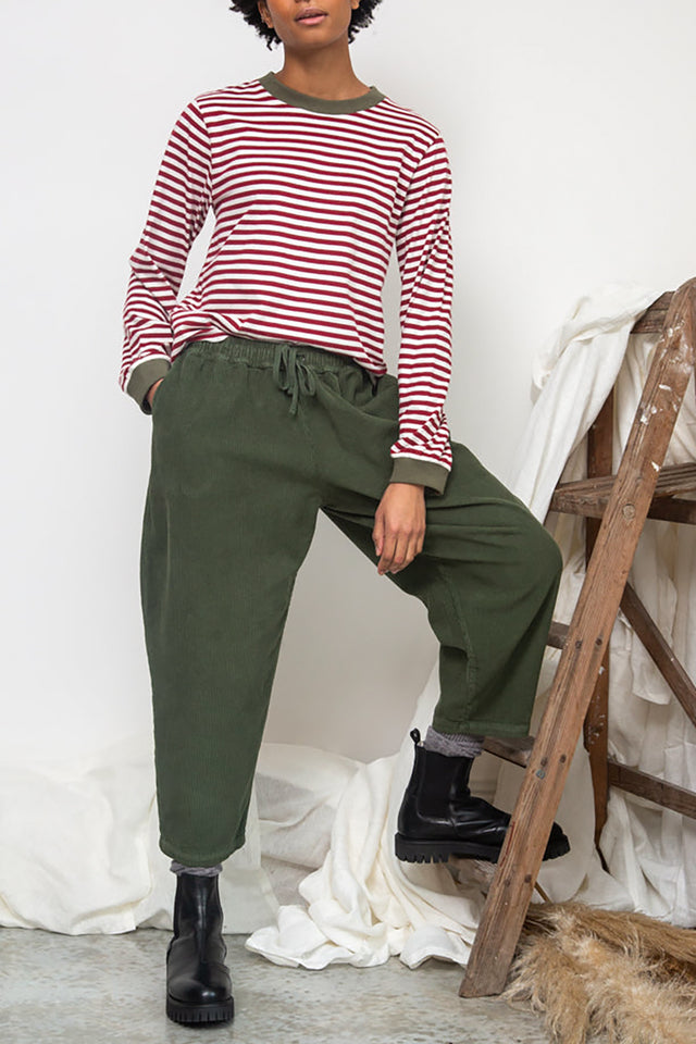Beaumont Organic Burgundy & Off White Sierra-Sue Stripe Jersey Top 
