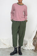 Beaumont Organic Burgundy & Off White Sierra-Sue Stripe Jersey Top 
