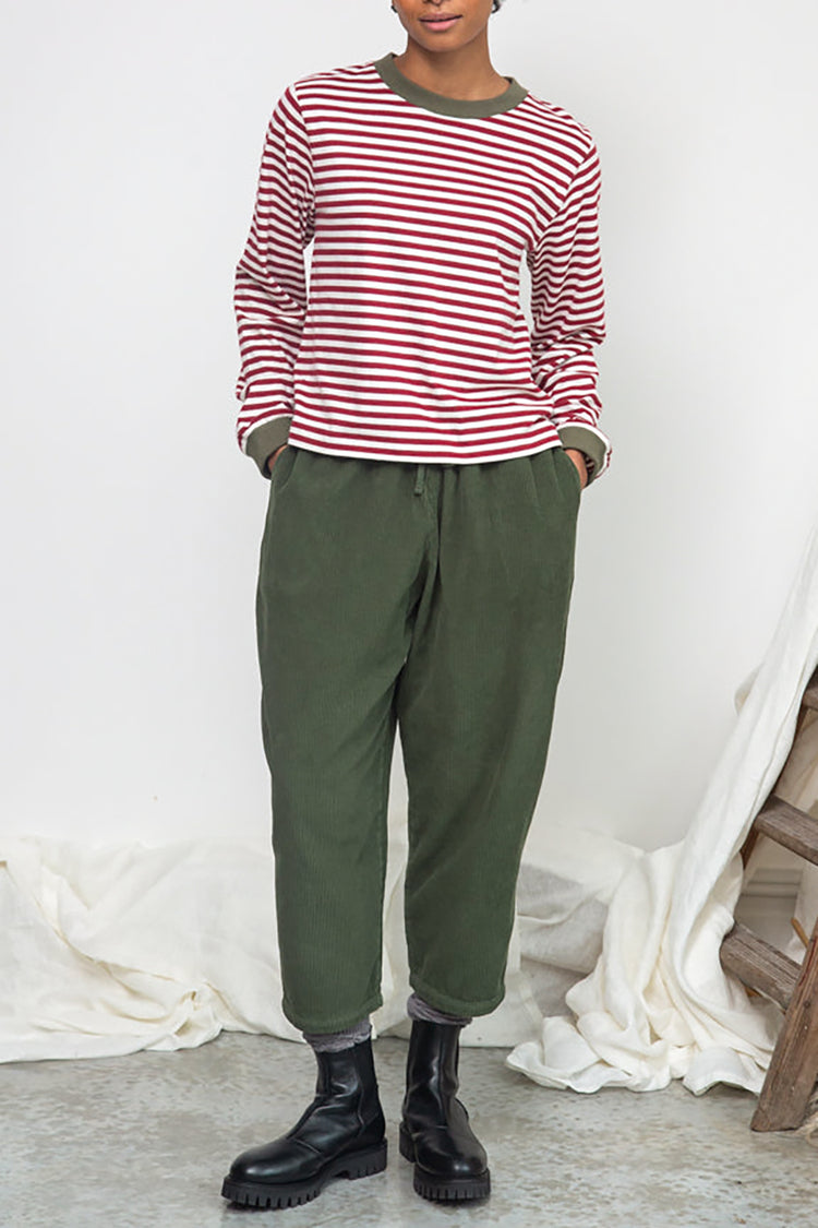 Beaumont Organic Burgundy & Off White Sierra-Sue Stripe Jersey Top 