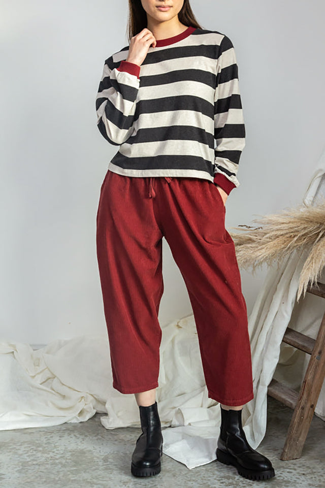 Beaumont Organic Soft Burgundy Cedar Corduroy Trousers 
