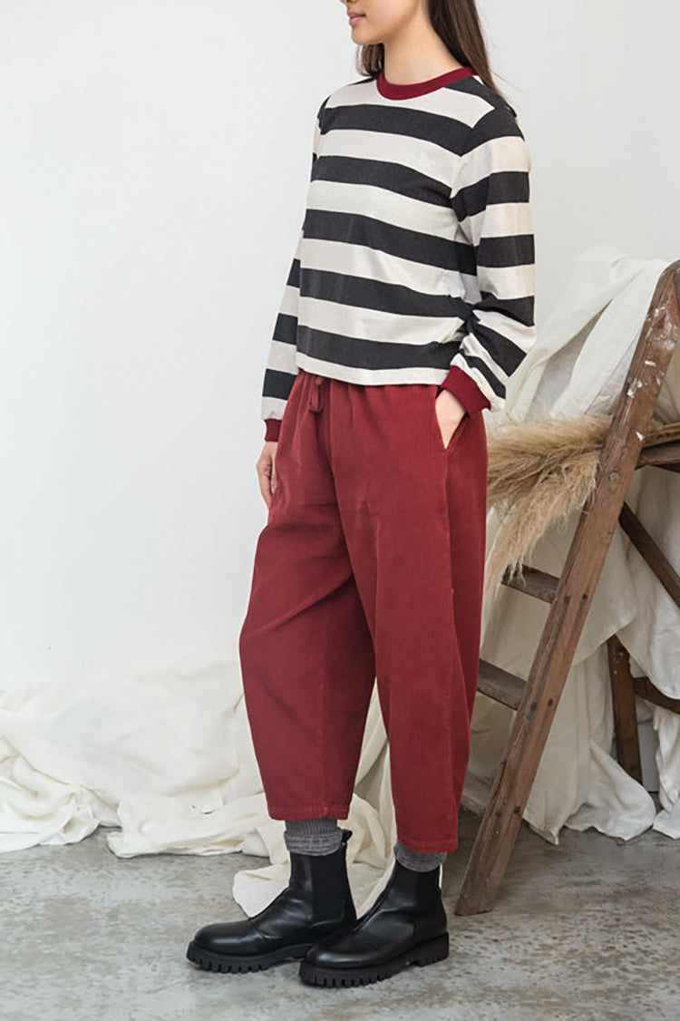 Beaumont Organic Soft Burgundy Cedar Corduroy Trousers 