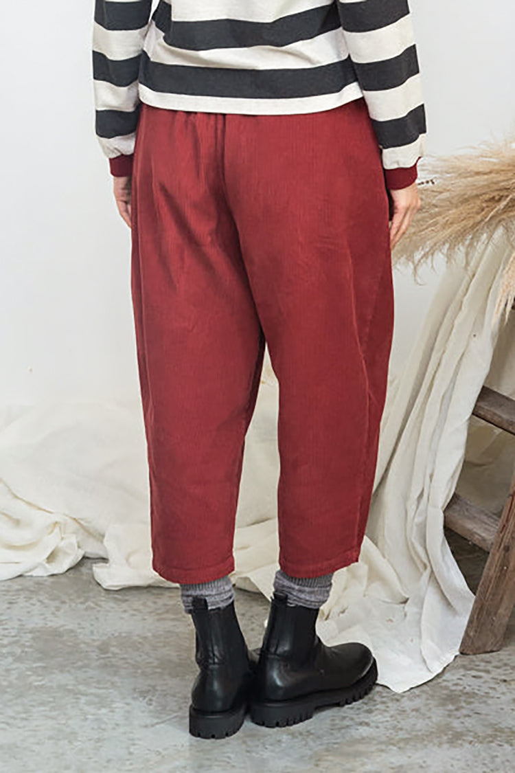 Beaumont Organic Soft Burgundy Cedar Corduroy Trousers 