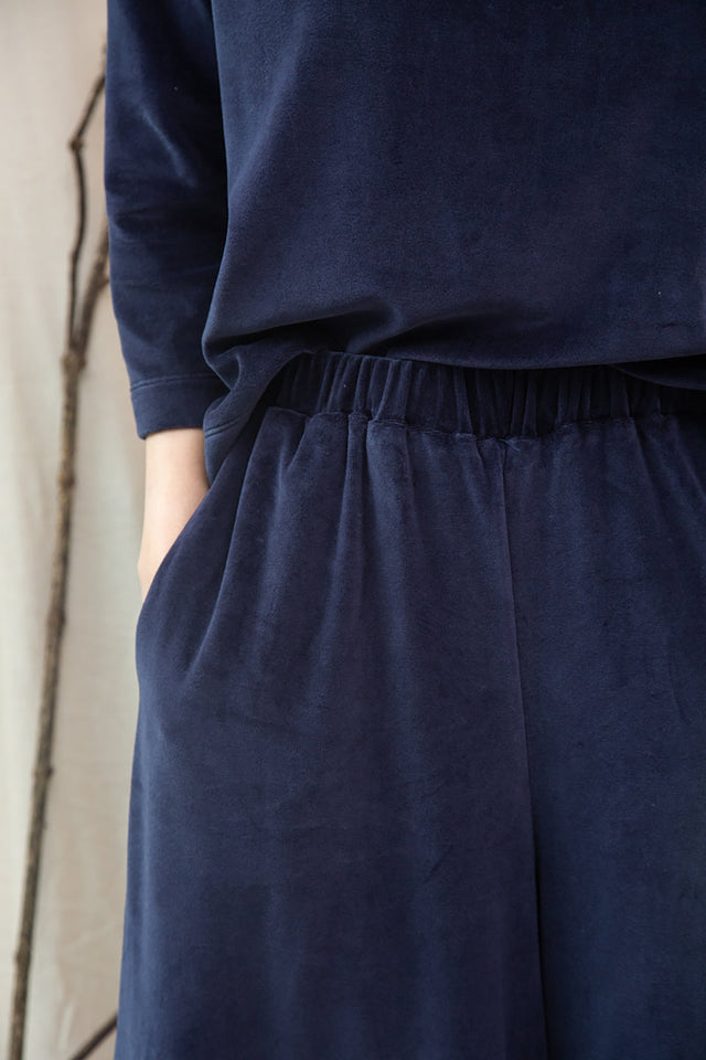 Beaumont Organic Night Sky Navy Odette Velour Trousers 