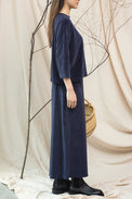 Beaumont Organic Night Sky Navy Odette Velour Trousers 