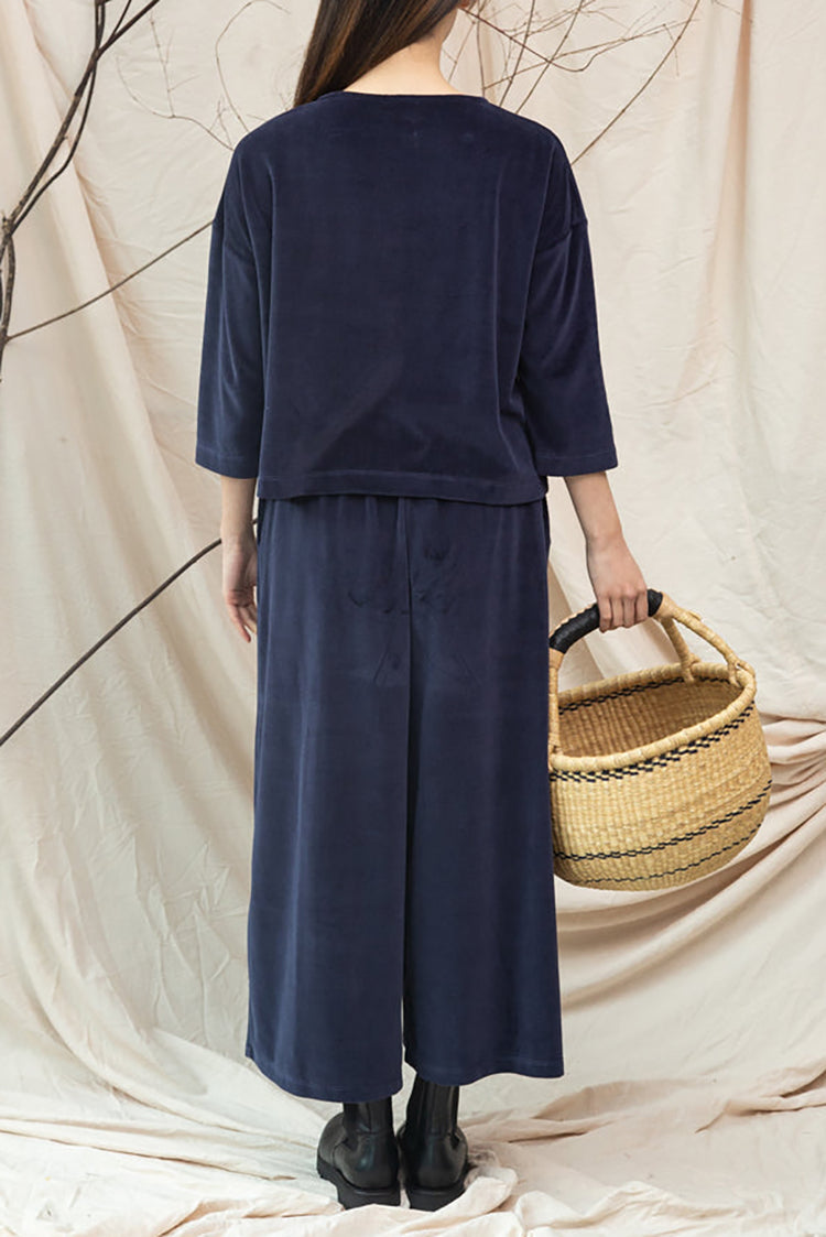 Beaumont Organic Night Sky Navy Odette Velour Trousers 