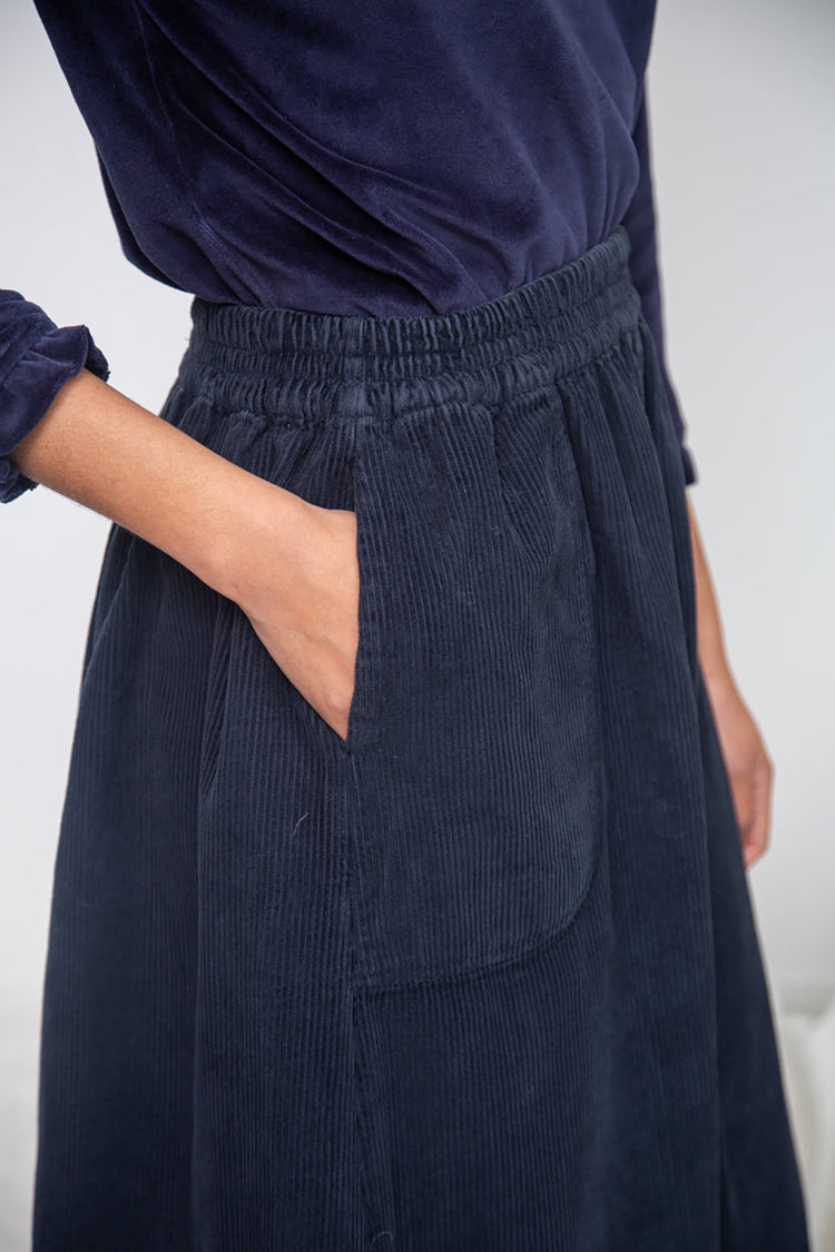 Beaumont Organic Night Sky Navy Alma Corduroy Skirt 