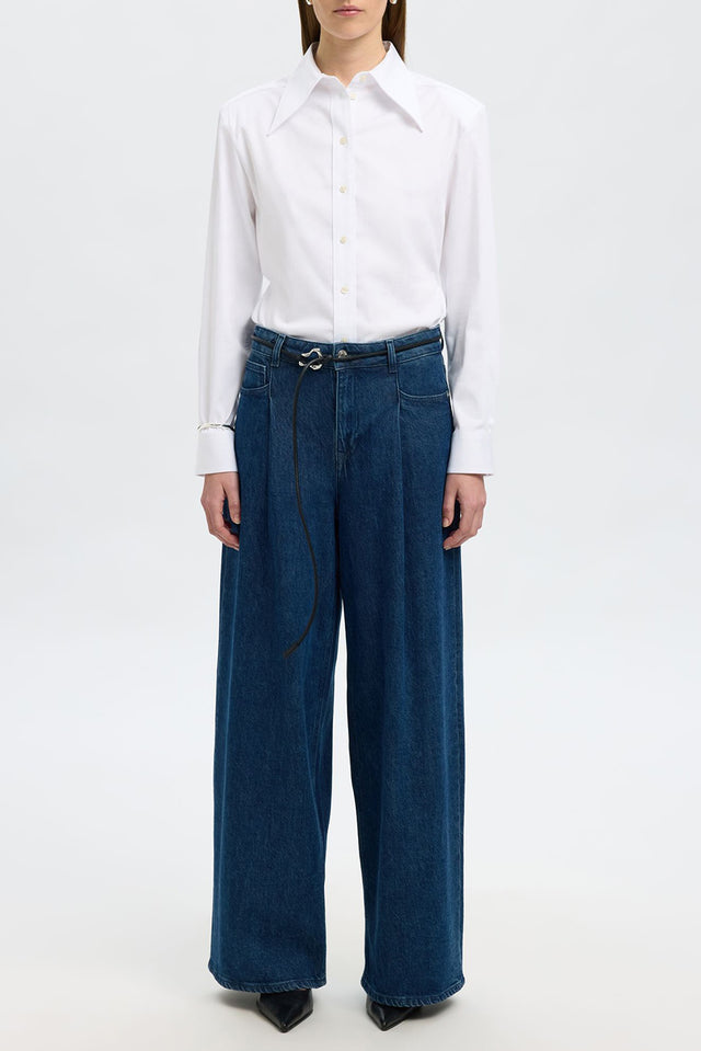 Selected Dark Blue Denim Extra Wide Selma Jeans 