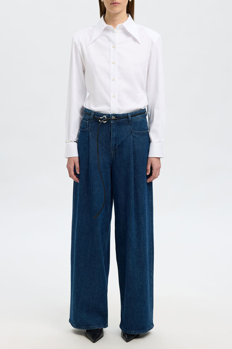 Selected Dark Blue Denim Extra Wide Selma Jeans 