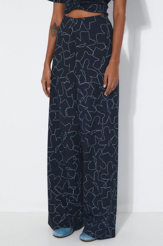 Rita Row Flowers Printed Stretch Knit Ottessa Pants 