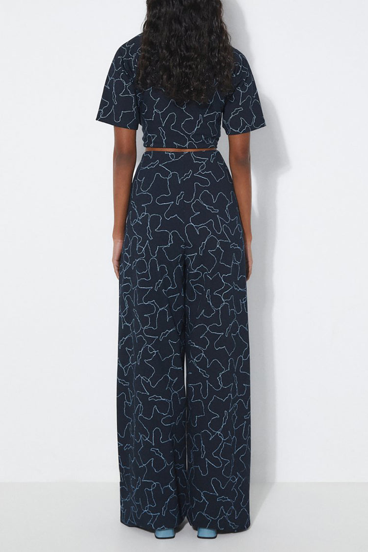 Rita Row Flowers Printed Stretch Knit Ottessa Pants 