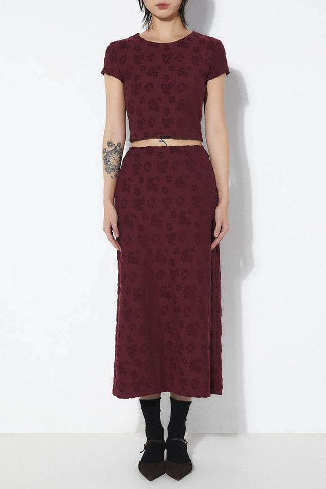Rita Row Burgundy Long Knit Tove Skirt 