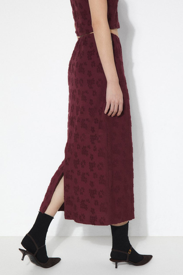 Rita Row Burgundy Long Knit Tove Skirt 