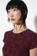 Rita Row Burgundy Knit Flower Relief Gloria T-Shirt 