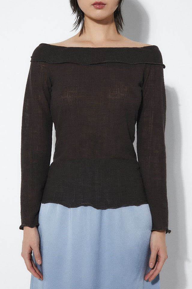 Rita Row Brown Fitted Wool Knit Alana Top 