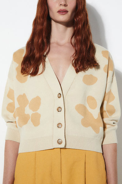 Beige Floral Knitted Liza Cardigan