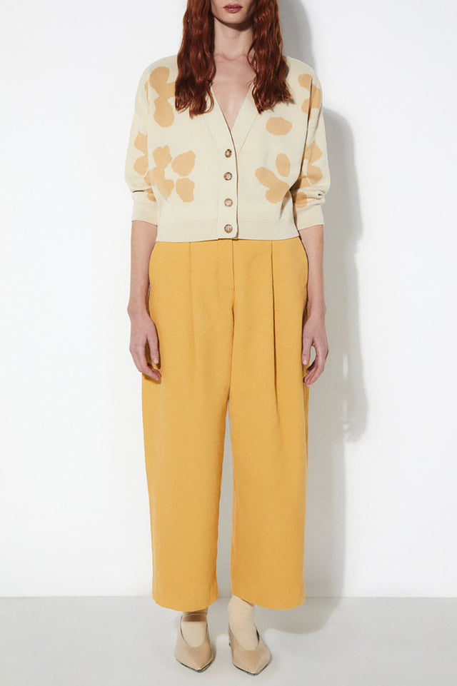 Beige Floral Knitted Liza Cardigan