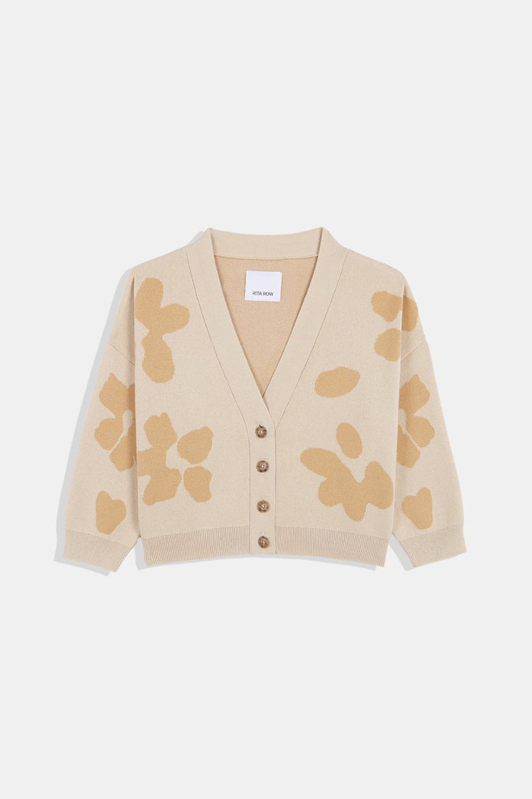 Beige Floral Knitted Liza Cardigan