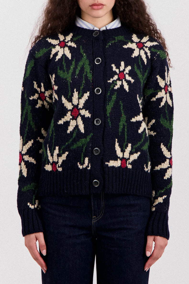 Navy Flower Cardigan