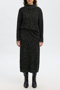 Selected Black Snow White Aria Knit Midi Skirt 