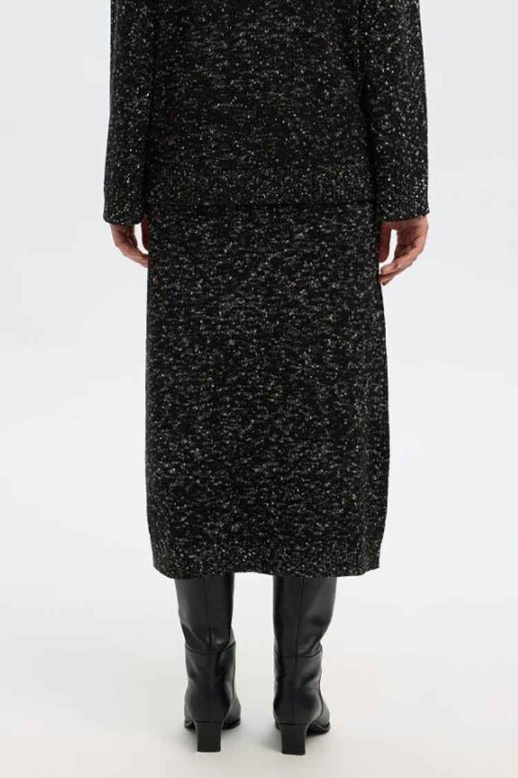 Selected Black Snow White Aria Knit Midi Skirt 