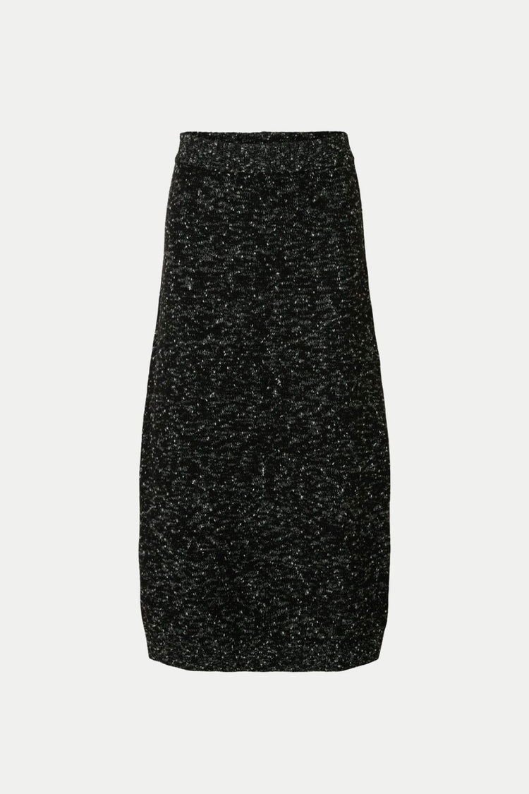 Selected Black Snow White Aria Knit Midi Skirt 