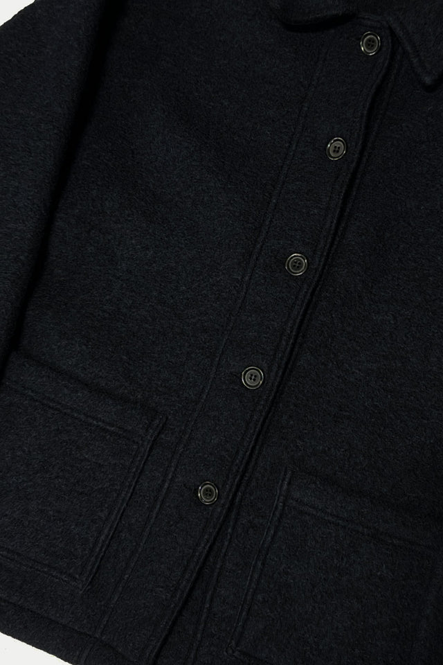 Navy Virgin Wool Weaved Jacket Womens