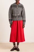 Damson Madder Grey Bunny Intarsia Cecily Collar Cardigan 