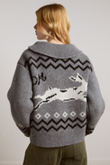 Damson Madder Grey Bunny Intarsia Cecily Collar Cardigan 