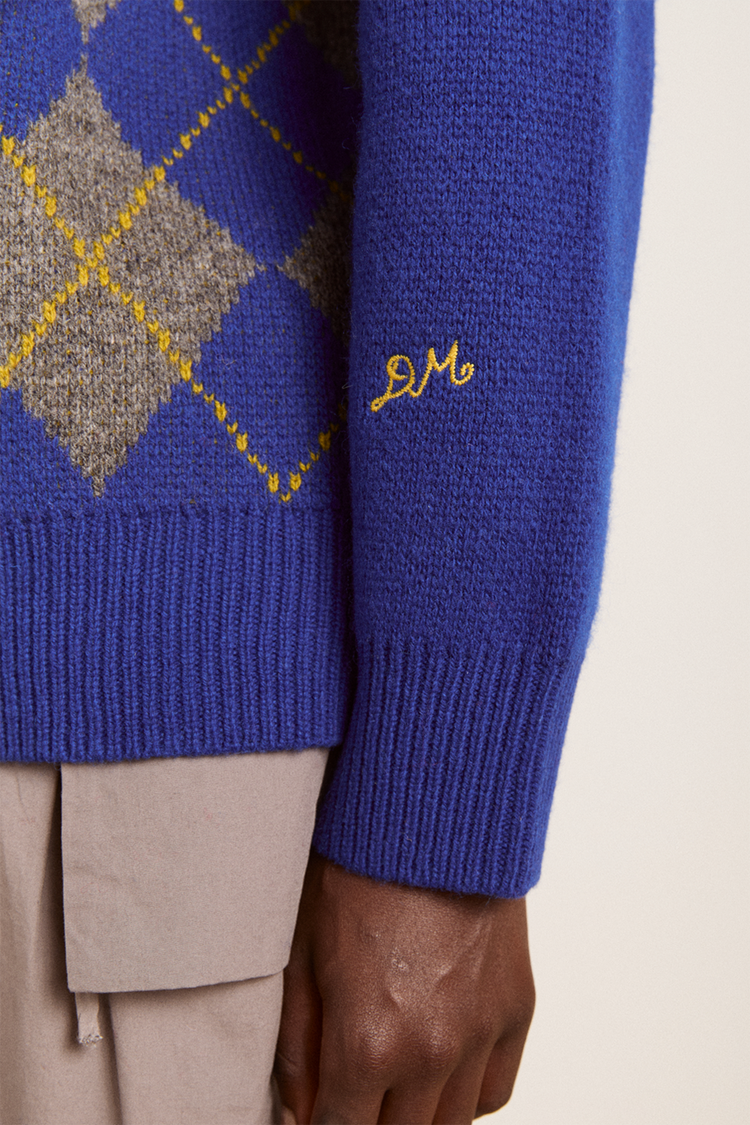 Damson Madder Cobalt Bold Argyle Saskia Slouchy Rugby Jumper 
