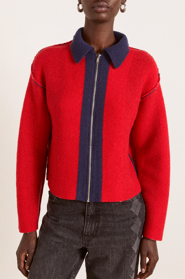 Damson Madder Red Bibi Boxy Reversible Cardigan 