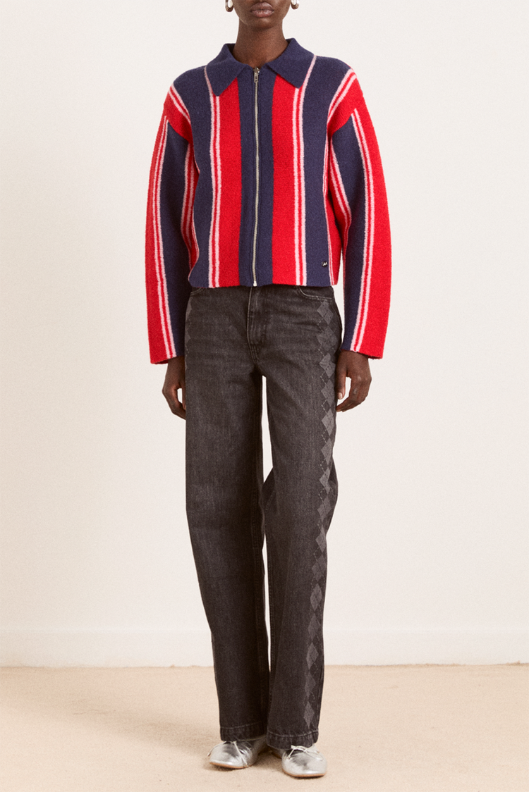 Damson Madder Red Bibi Boxy Reversible Cardigan 