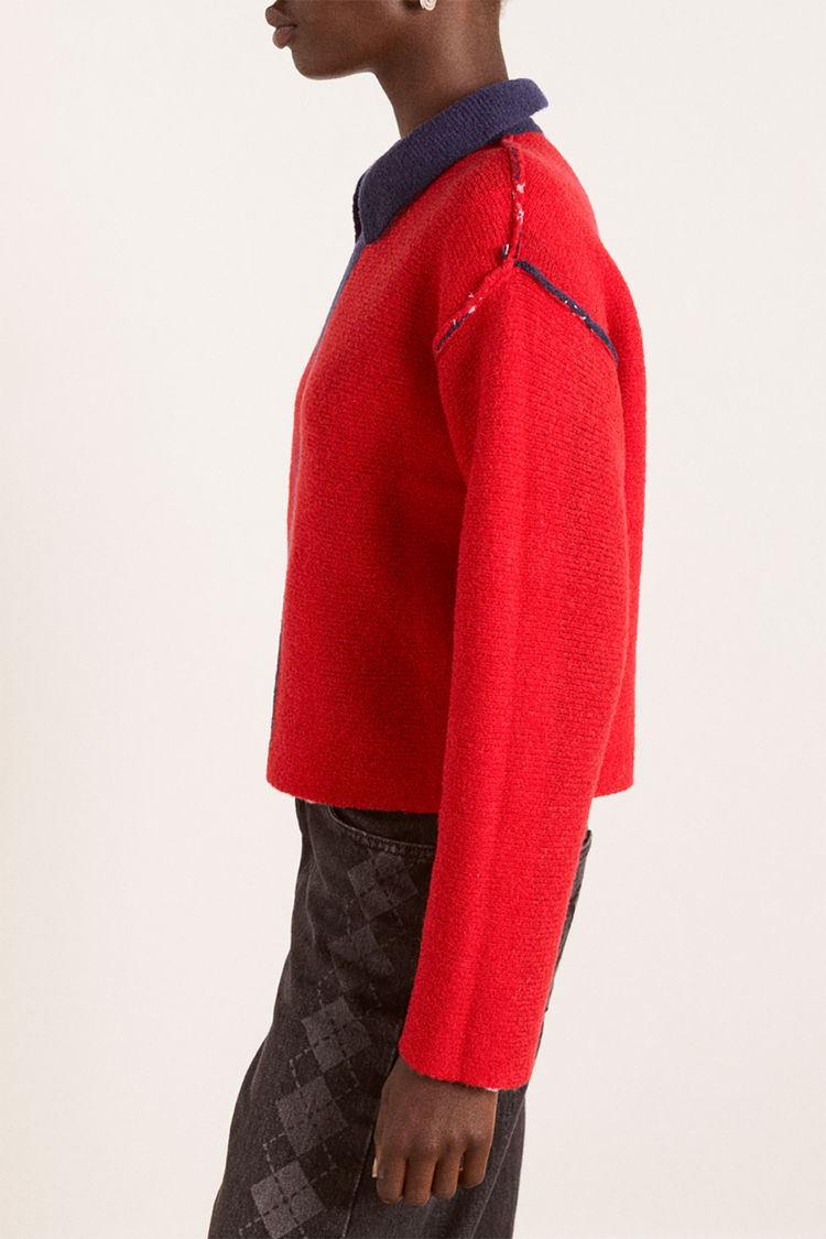 Damson Madder Red Bibi Boxy Reversible Cardigan 