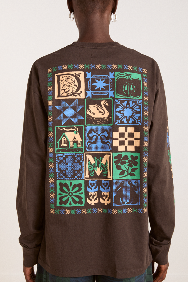 Damson Madder Coffee Bean Patchwork Quilt Tee 
