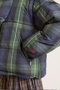 Damson Madder Multi Tan Pop Check Pearl Hooded Puffer Jacket 