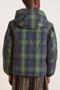 Damson Madder Multi Tan Pop Check Pearl Hooded Puffer Jacket 