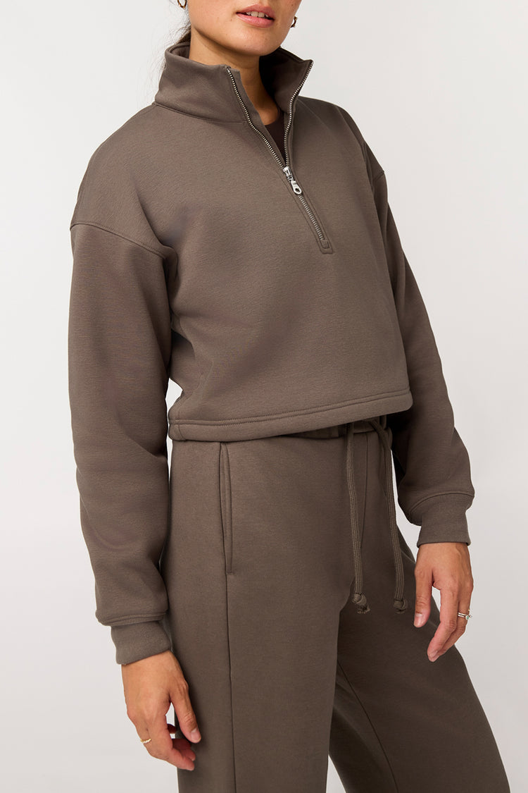 Girlfriend Collective Mink Vega Half Zip Sweatshirt 