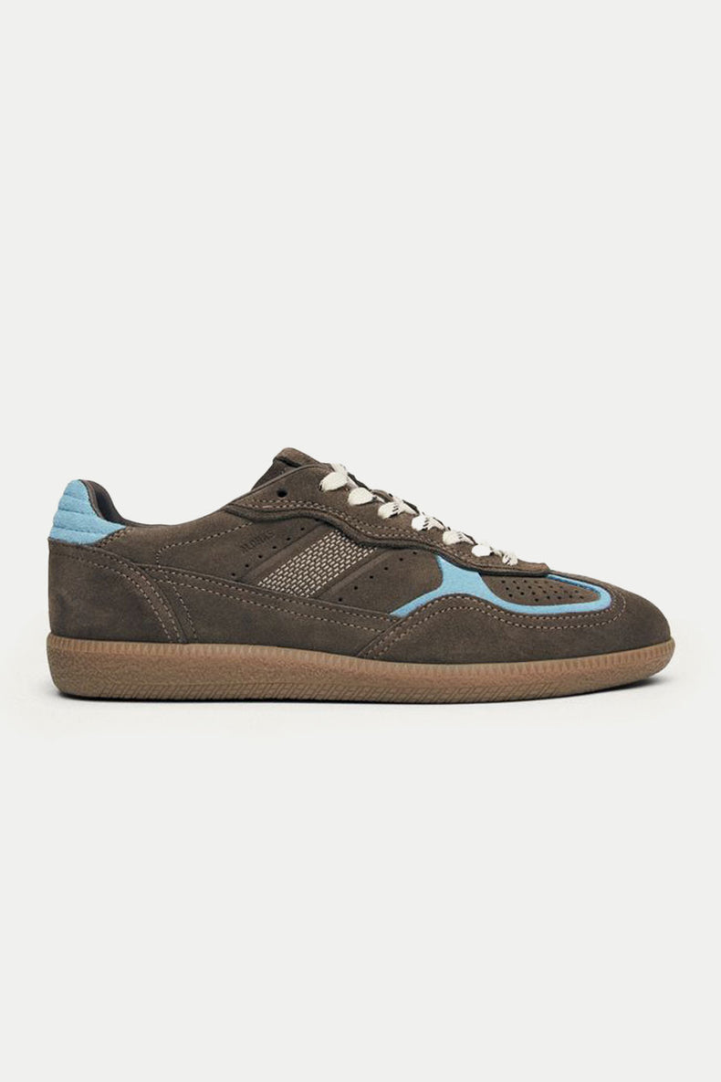 Taupe Cornflower Blue Leather TB.490 Rife Trainers