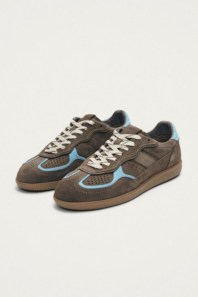 Taupe Cornflower Blue Leather TB.490 Rife Trainers