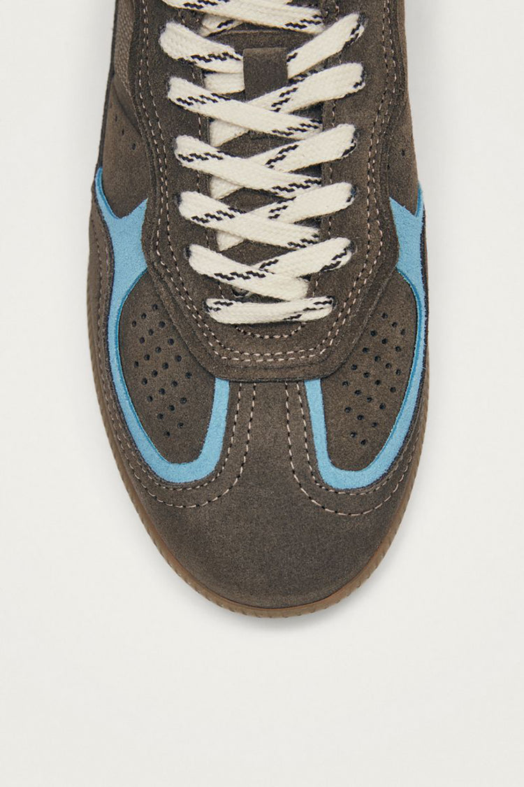 Taupe Cornflower Blue Leather TB.490 Rife Trainers