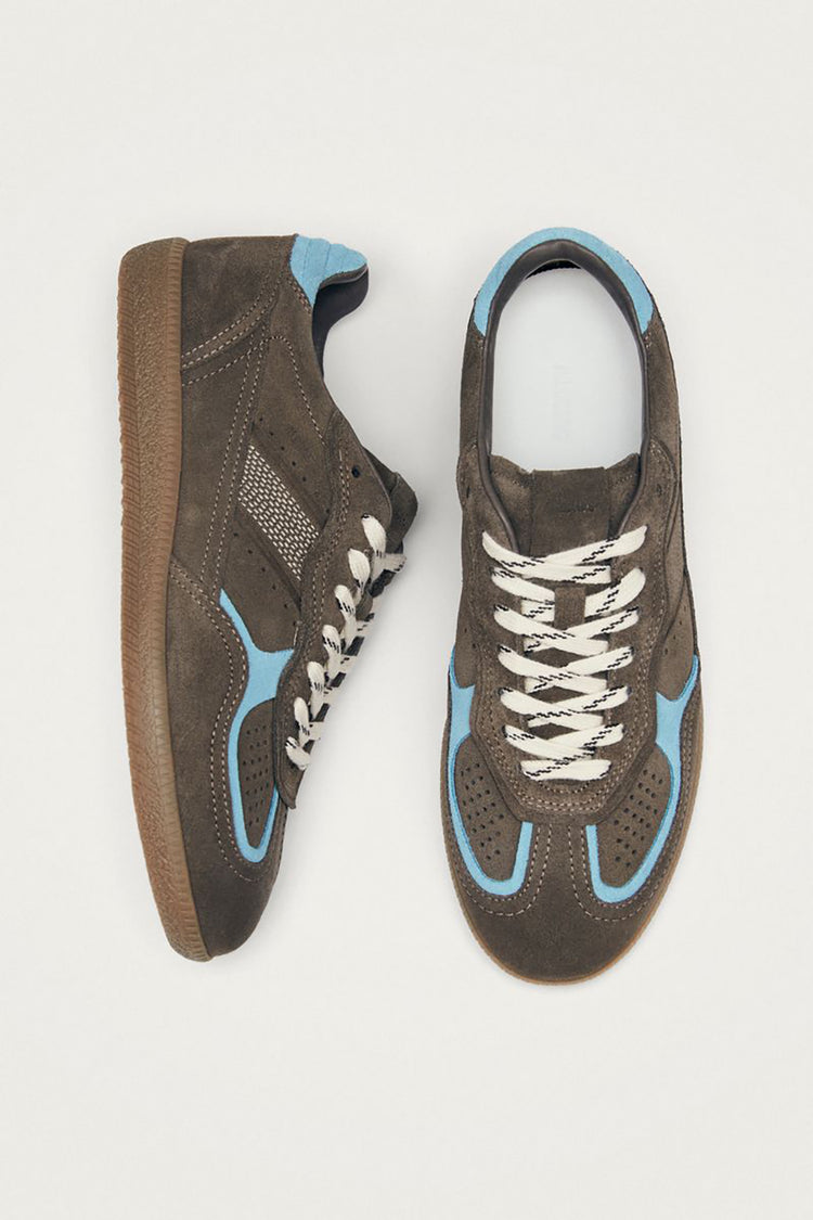 Taupe Cornflower Blue Leather TB.490 Rife Trainers