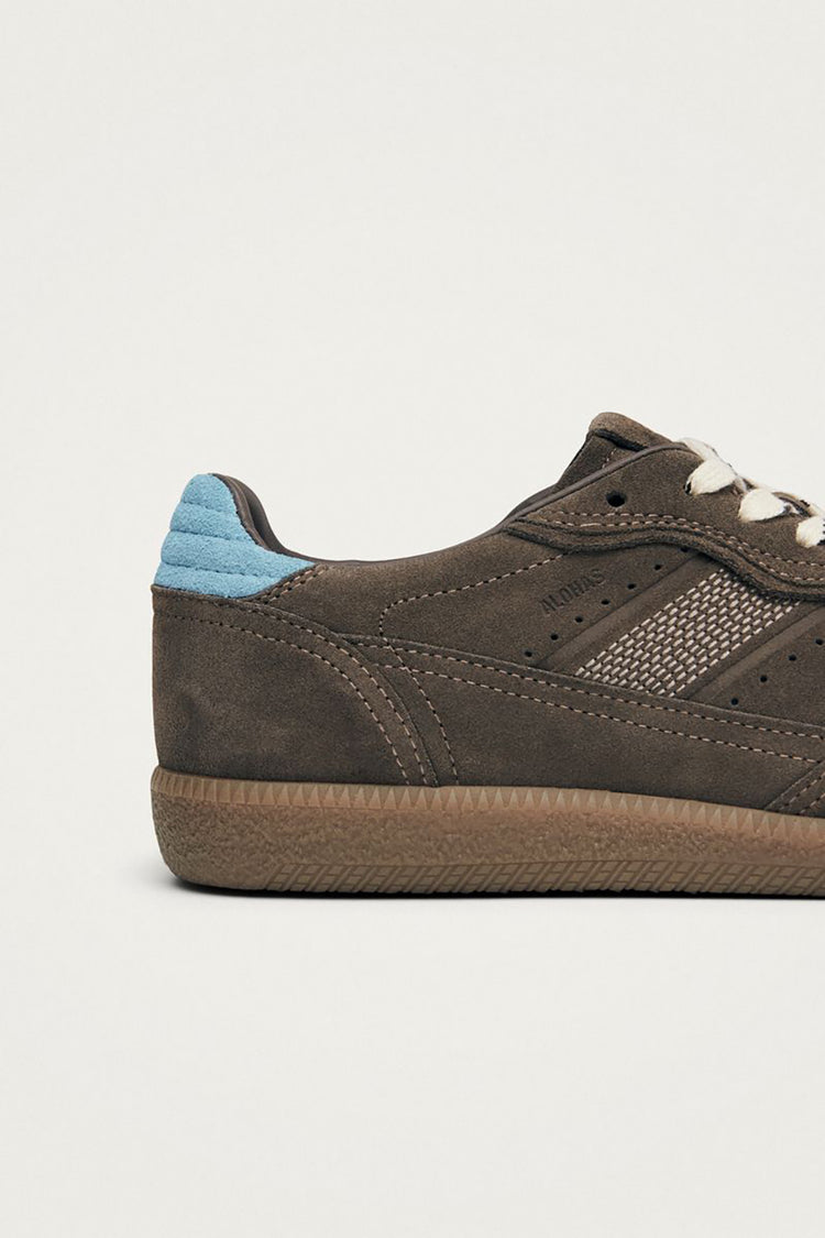 Taupe Cornflower Blue Leather TB.490 Rife Trainers