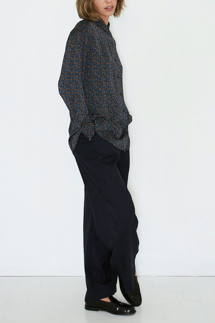 The Tiny Big Sister Light Navy Small Flowers Relaxed Shirt 