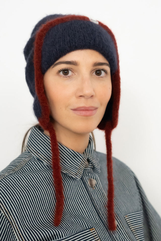 Navy Earflap Beanie