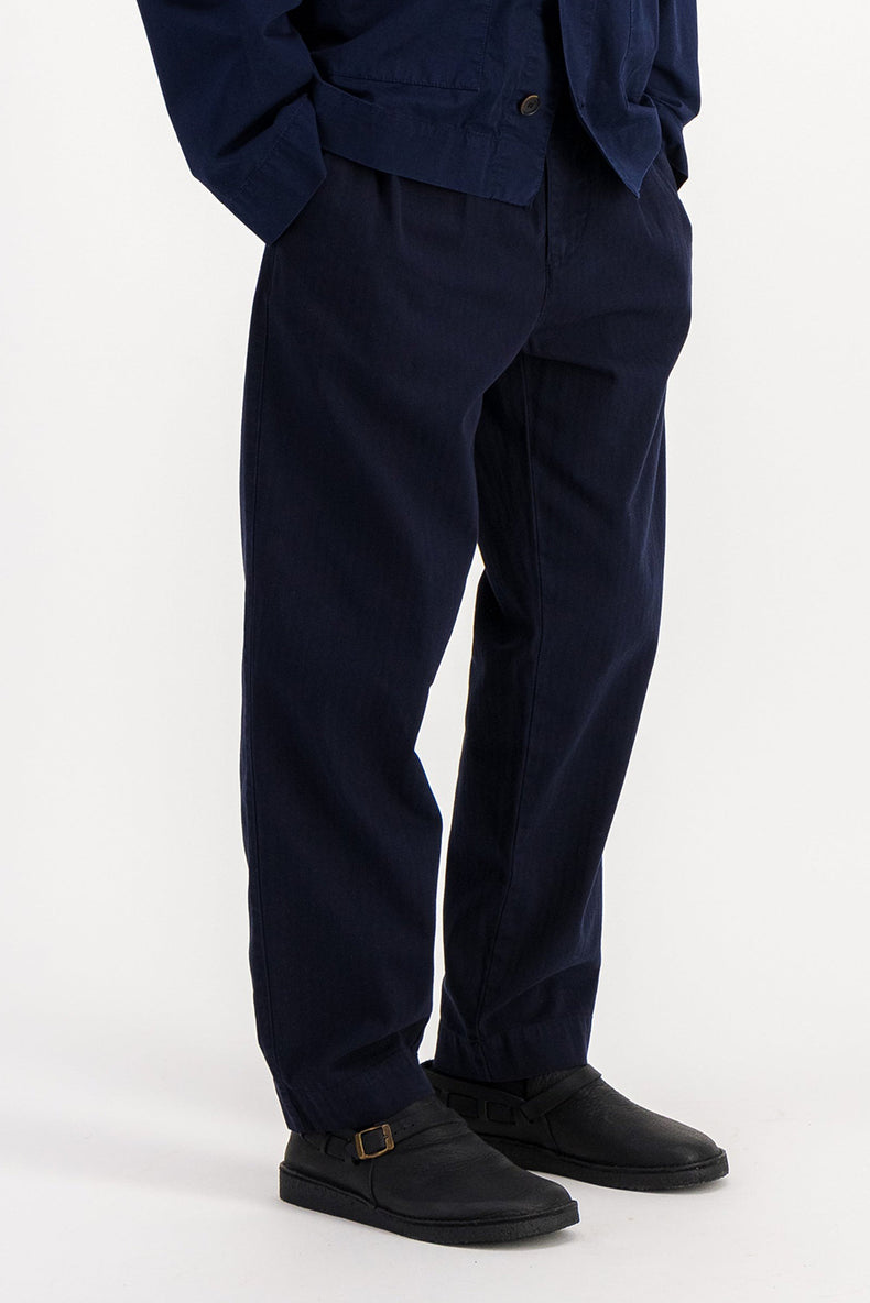 Navy Double Pleat Pants