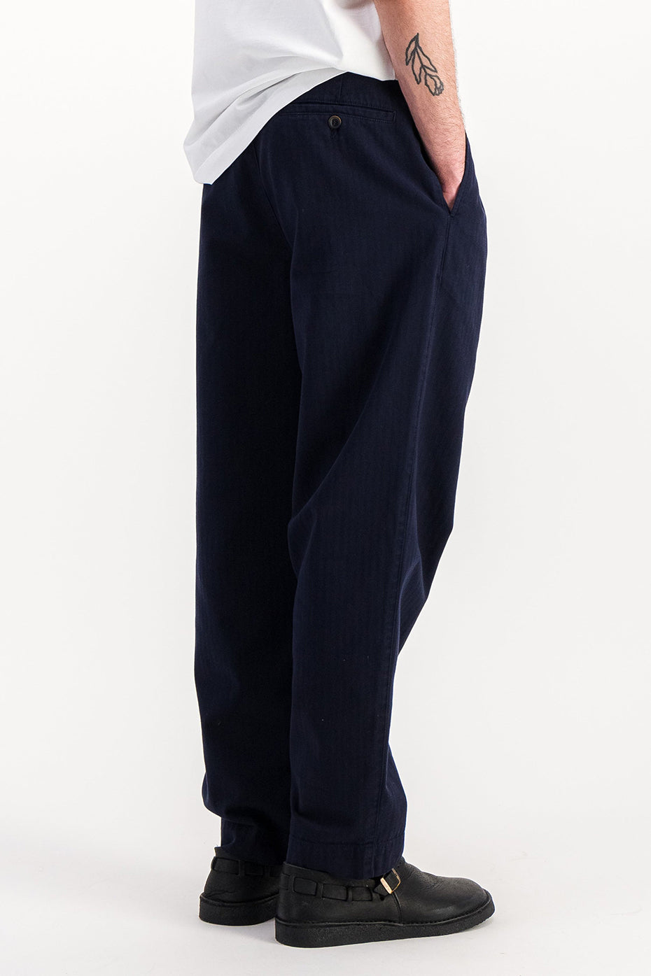 Navy Double Pleat Pants