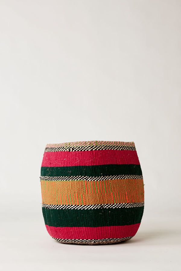 Pink, Green & Orange Large Wool Basket