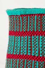Turquoise & Red Medium Wool Basket