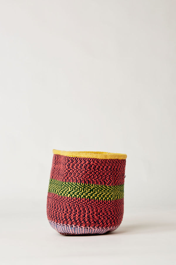 Pink, Yellow & Black Medium Wool Basket