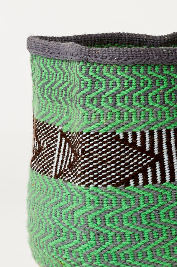 Green & Black Medium Wool Basket